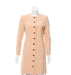 FENDI Vintage Women’s Peach Collarless Tailored Long Blazer Coat Button Front XS